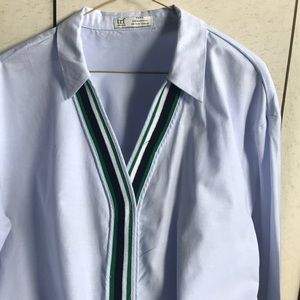 Zara 100% cotton light blue button down shirt.